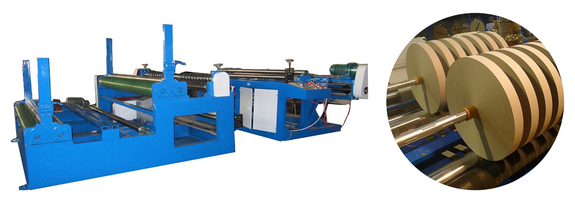 Jumbo roll slitting and rewinding machine